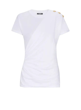 Kurzärmeliges, drapiertes Jersey-T-Shirt