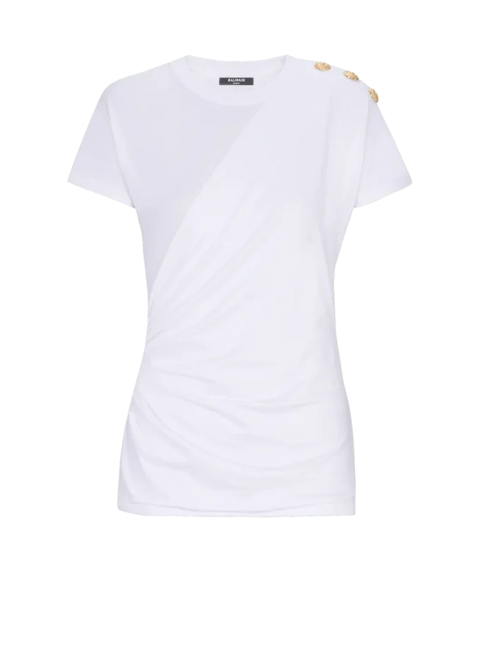 Kurzärmeliges, drapiertes Jersey-T-Shirt Kurzärmeliges, drapiertes Jersey-T-Shirt