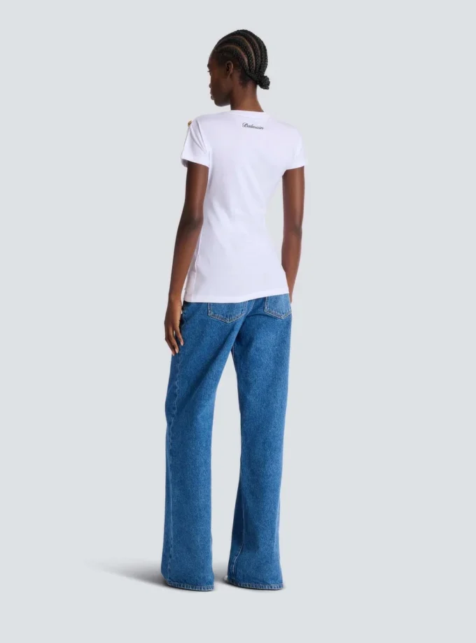 Kurzärmeliges, drapiertes Jersey-T-Shirt Kurzärmeliges, drapiertes Jersey-T-Shirt