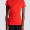 Kurzärmeliges, drapiertes Jersey-T-Shirt Kurzärmeliges, drapiertes Jersey-T-Shirt