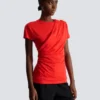 Kurzärmeliges, drapiertes Jersey-T-Shirt Kurzärmeliges, drapiertes Jersey-T-Shirt