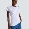 Kurzärmeliges, drapiertes Jersey-T-Shirt Kurzärmeliges, drapiertes Jersey-T-Shirt