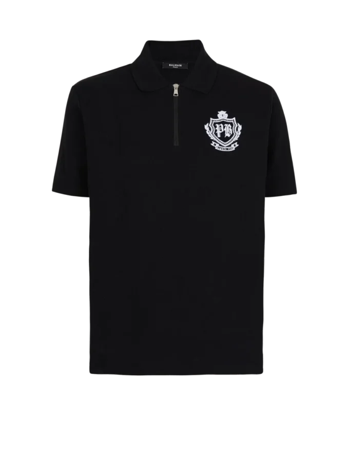 Kurzärmeliges Polohemd mit College-Emblem Kurzärmeliges Polohemd mit College-Emblem