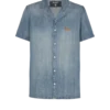 Kurzärmeliges Pyjamahemd aus verwaschenem Denim