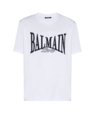 Kurzärmeliges T-Shirt mit aufgedrucktem Balmain College-Logo