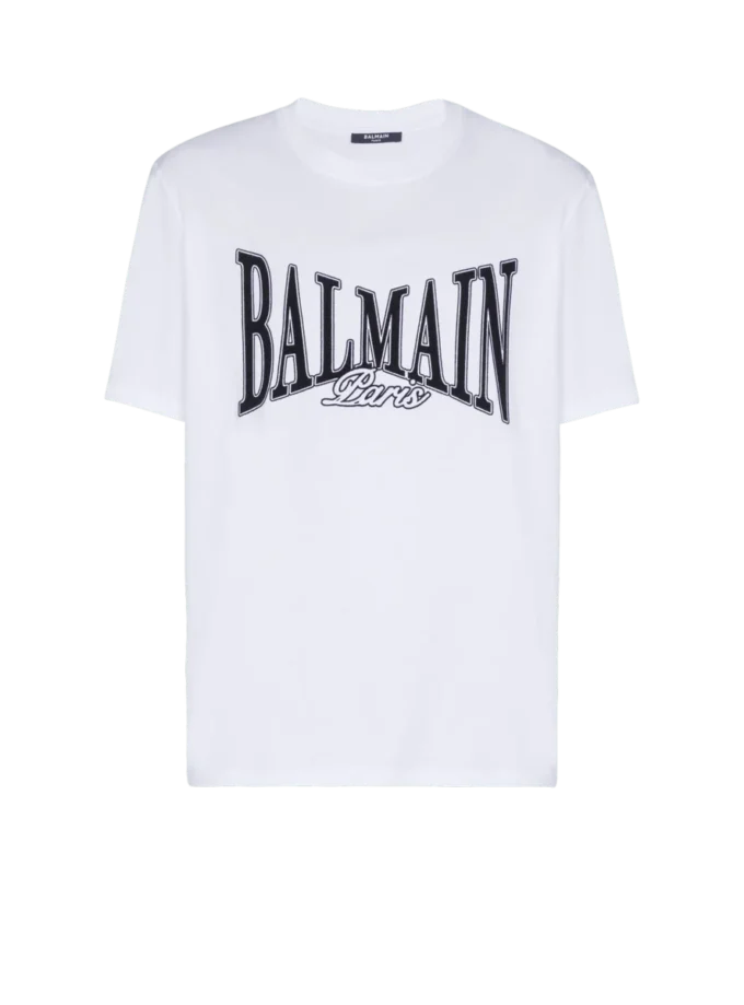 Kurzärmeliges T-Shirt mit aufgedrucktem Balmain College-Logo