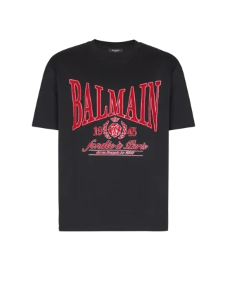 Kurzärmeliges T-Shirt mit aufgedrucktem Balmain College-Logo