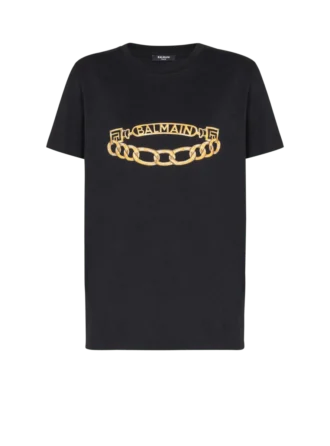 Kurzärmeliges T-Shirt mit Balmain-Kettenprint