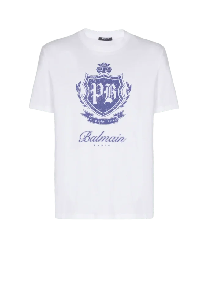 Kurzärmeliges T-Shirt mit College-Emblem-Print Kurzärmeliges T-Shirt mit College-Emblem-Print