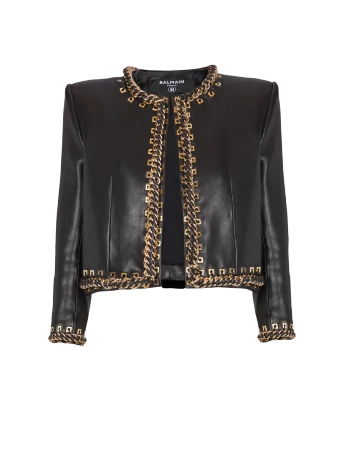 Lammfelljacke mit Kettenbesatz Lammfelljacke mit Kettenbesatz