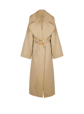 Langer Trenchcoat aus Baumwollgabardine