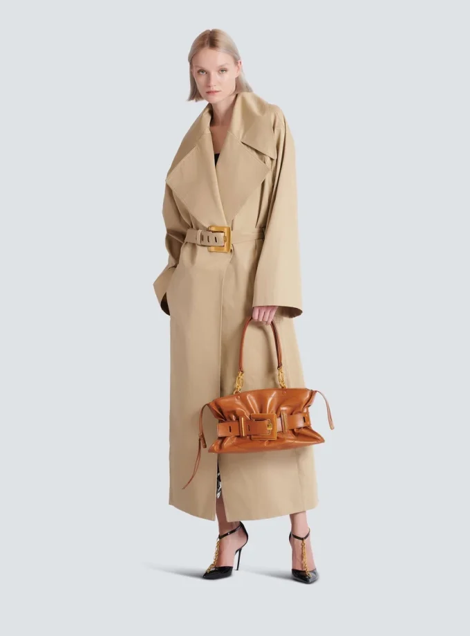 Langer Trenchcoat aus Baumwollgabardine Langer Trenchcoat aus Baumwollgabardine