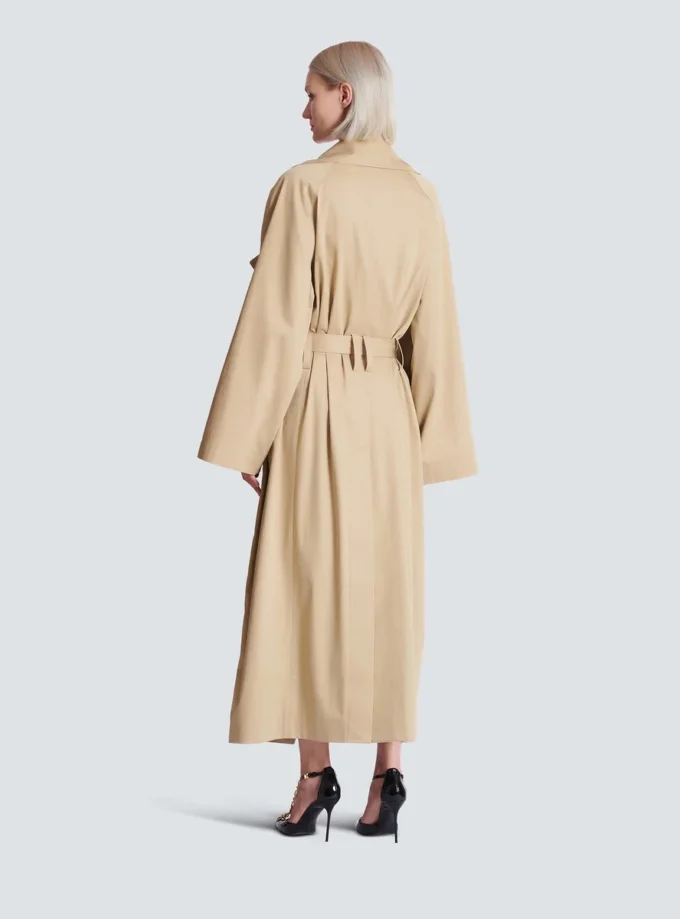 Langer Trenchcoat aus Baumwollgabardine Langer Trenchcoat aus Baumwollgabardine