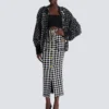 Langer Tweedrock mit Gingham-Muster Langer Tweedrock mit Gingham-Muster