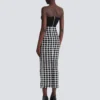 Langer Tweedrock mit Gingham-Muster Langer Tweedrock mit Gingham-Muster
