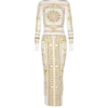 Langes, bedrucktes Bodycon-Kleid mit Balmain-Foulard-Muster Langes, bedrucktes Bodycon-Kleid mit Balmain-Foulard-Muster