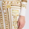 Langes, bedrucktes Bodycon-Kleid mit Balmain-Foulard-Muster Langes, bedrucktes Bodycon-Kleid mit Balmain-Foulard-Muster