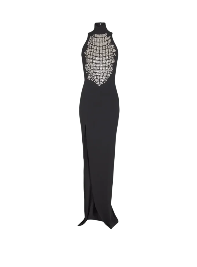 Langes, besticktes Kleid mit Schlitz Langes, besticktes Kleid mit Schlitz