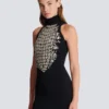 Langes, besticktes Kleid mit Schlitz Langes, besticktes Kleid mit Schlitz