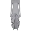 Langes, drapiertes Kleid aus Baumwollstrick Langes, drapiertes Kleid aus Baumwollstrick