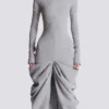 Langes, drapiertes Kleid aus Baumwollstrick Langes, drapiertes Kleid aus Baumwollstrick