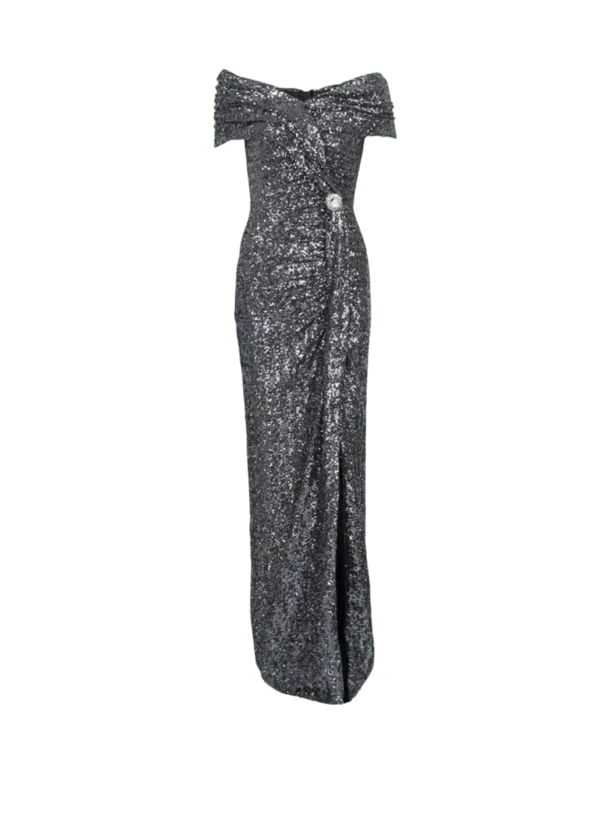 Langes, drapiertes Paillettenkleid Langes, drapiertes Paillettenkleid