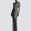Langes, drapiertes Paillettenkleid Langes, drapiertes Paillettenkleid