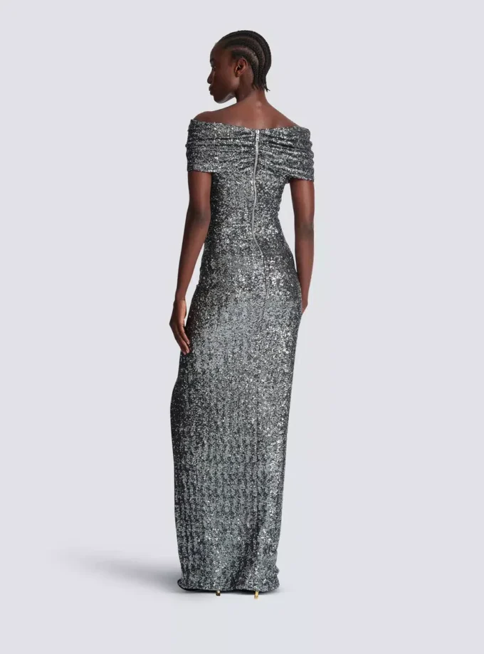 Langes, drapiertes Paillettenkleid Langes, drapiertes Paillettenkleid