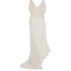Langes, fließendes Kleid mit Spitzenrüschen Langes, fließendes Kleid mit Spitzenrüschen