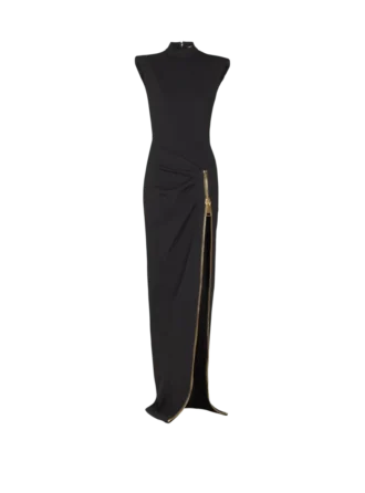 Langes Jerseykleid mit Beinschlitz