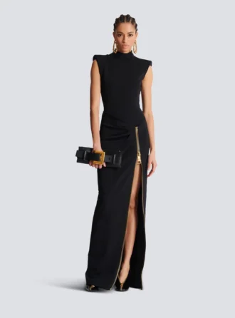 Langes Jerseykleid mit Beinschlitz