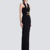 Langes Kreppkleid mit Gürtel Langes Kreppkleid mit Gürtel