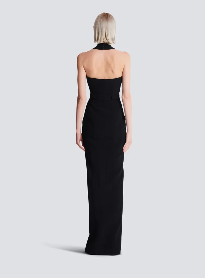 Langes Kreppkleid mit Gürtel Langes Kreppkleid mit Gürtel