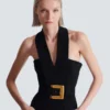 Langes Kreppkleid mit Gürtel Langes Kreppkleid mit Gürtel