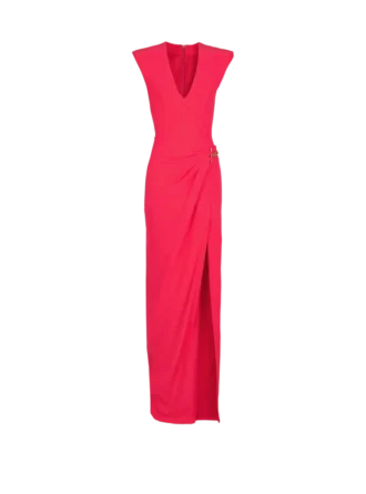 Langes Kreppkleid mit verzierten Details