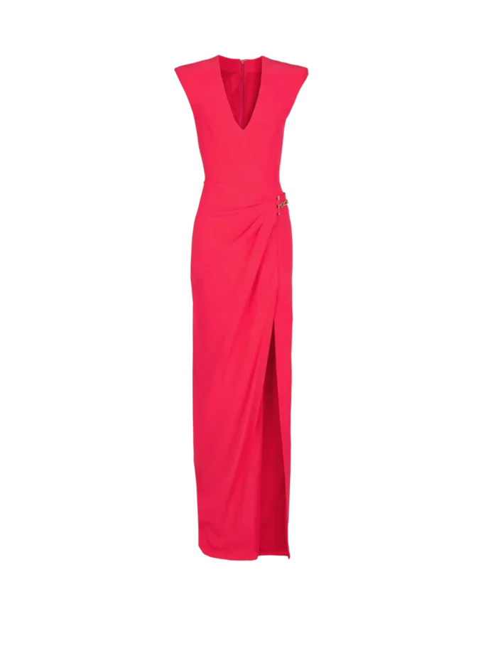 Langes Kreppkleid mit verzierten Details Langes Kreppkleid mit verzierten Details