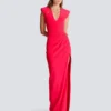 Langes Kreppkleid mit verzierten Details Langes Kreppkleid mit verzierten Details