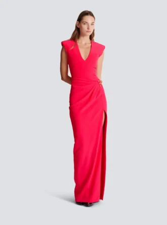 Langes Kreppkleid mit verzierten Details