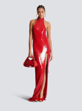 langes paillettenkleid mit neckholder 2 330x446 - Langes Paillettenkleid mit Neckholder