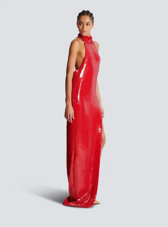 Langes Paillettenkleid mit Neckholder Langes Paillettenkleid mit Neckholder