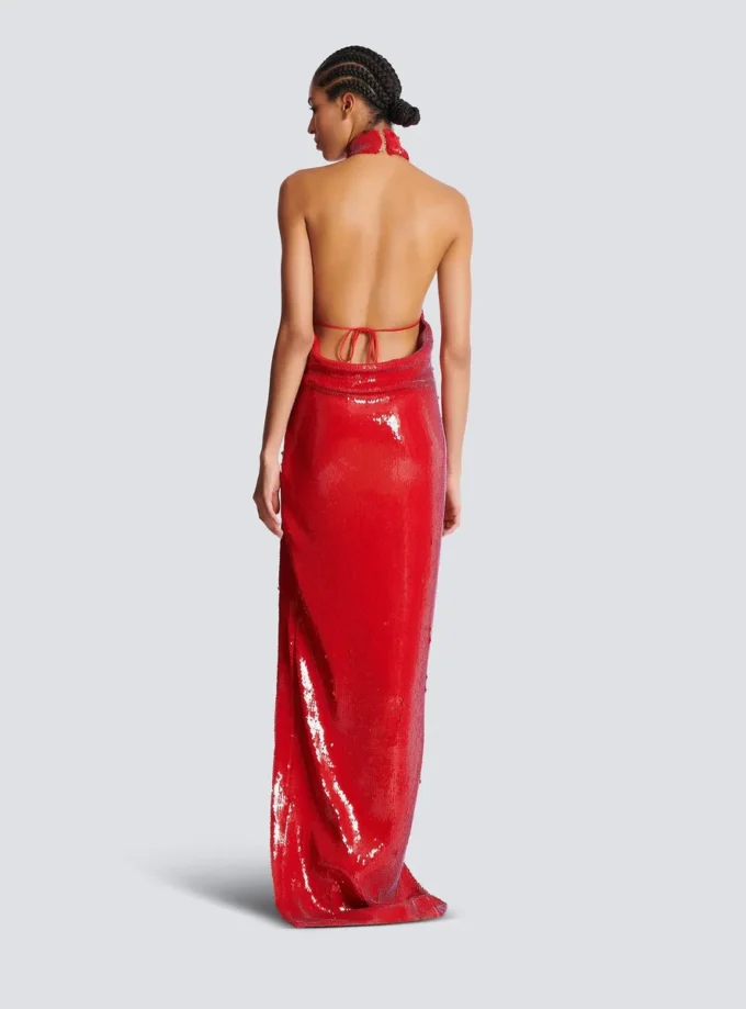 Langes Paillettenkleid mit Neckholder Langes Paillettenkleid mit Neckholder