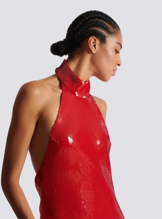 Langes Paillettenkleid mit Neckholder Langes Paillettenkleid mit Neckholder