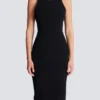 Langes, ärmelloses Kleid aus besticktem Samt Langes, ärmelloses Kleid aus besticktem Samt