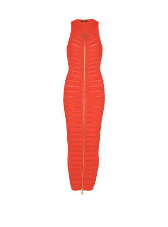 Langes, ärmelloses Kleid aus Strick