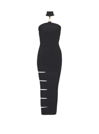 Langes, ärmelloses Kleid mit verzierten Details