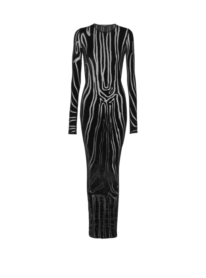 Langes Samtkleid mit Zebradruck Langes Samtkleid mit Zebradruck