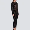 Langes Samtkleid mit Zebradruck Langes Samtkleid mit Zebradruck