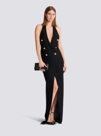Langes Strickkleid mit Neckholder