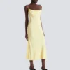 Langes Trägerkleid aus Seidensatin