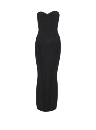 Langes trägerloses Strickkleid